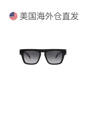 自营alexander mcqueen方形复古醋酸板材太阳镜-黑色黑色灰色 美