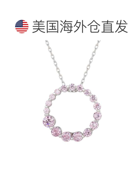 自营Suzy Levian 纯银粉红色方晶锆石圆形旅行项链 - 粉红色 美国