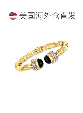 自营Ross-Simons 18 克拉金镀在纯银上意大利缟玛瑙和 CZ 扭纹手