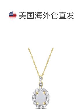 自营 mimi & max1 1/2 CT TGW 椭圆形蛋白石和白色托帕石和钻石口