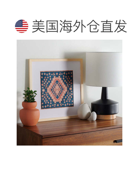 自营safaviehHattori 18X18 英寸带框纺织品 - 海军蓝/橙色 美国