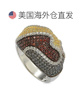 自营 Suzy Levian 纯银立方氧化锆多色波浪形戒指 - 多色 美国奥