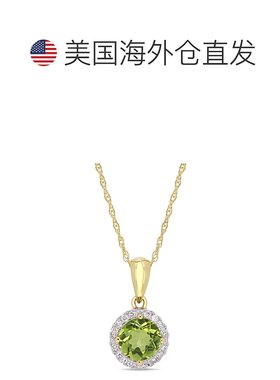 自营 Mimi & Max 7/8 克拉 TGW 橄榄石和 1/10 克拉 TDW 钻石光环