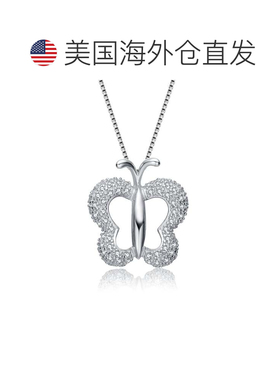 自营genevive纯银美丽银蝴蝶吊坠 - 白色 美国奥莱直发