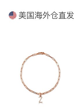 自营 sabrina14k 玫瑰金和钻石初始链式手链 - 玫瑰 z 美国奥莱直