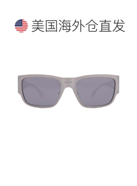 自营Versace Light Grey Mirror Black Square Men's Sunglasses