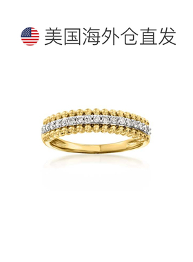 自营Ross-Simons Diamond Beaded-Edge Ring in 18kt Gold Over S