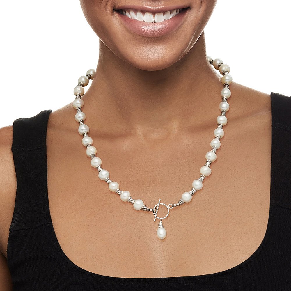 Ross-Simons 8.5-9mm Cultured Pearl Toggle Necklace in Sterli - 图2