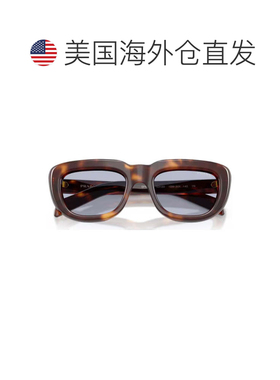 自营prada几何蝴蝶形醋酸纤维太阳镜，龟形图案-黑色 美国奥莱直