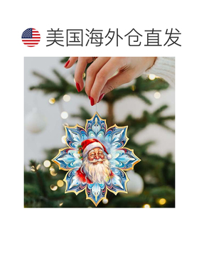自营圣诞老人脸雪花木制圣诞装饰品，G. Debrekht 出品 - 多色 美