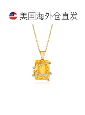 自营ross-simons罗斯-西蒙斯黄水晶和。 14 克拉黄金钻石吊坠项链
