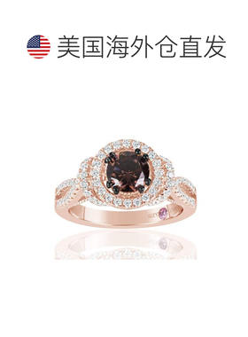 自营Suzy Levian Rose 纯银棕色巧克力和白色立方氧化锆订婚戒指