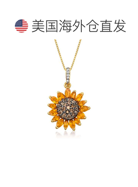 自营ross-simons罗斯-西蒙斯黄水晶和。 18kt 金烟熏白石英向日葵