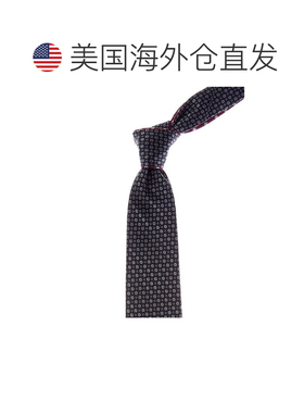 自营Canali海军蓝/洋红色圆点双面丝绸领带-黑色 美国奥莱直发