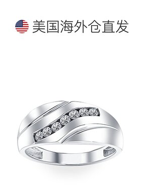 自营 pompeii3POMPEII 男士 1/3 克拉钻石结婚戒指 10k 白金周年
