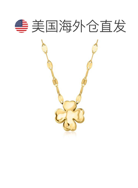 自营Ross-Simons Italian 10kt Yellow Gold Puffed Clover Neckl