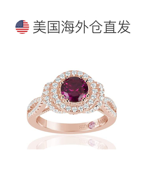 自营 Suzy Levian Rose 纯银打造红宝石和白色立方氧化锆周年纪念