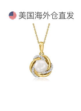 自营Ross-Simons 7mm Cultured Pearl Love Knot Pendant Necklac
