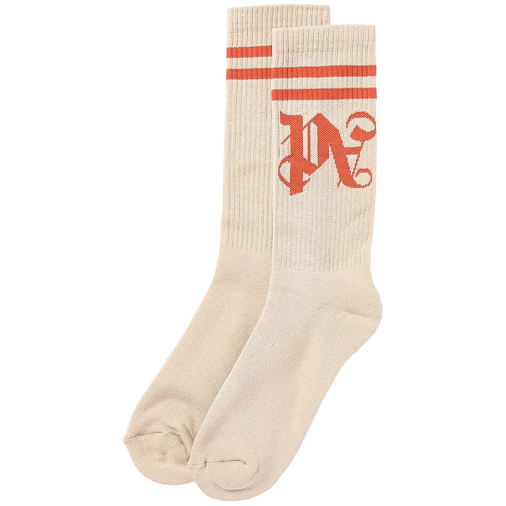 自营Palm Angels PA Monogram Striped Socks - beige 美国奥莱直 - 图2