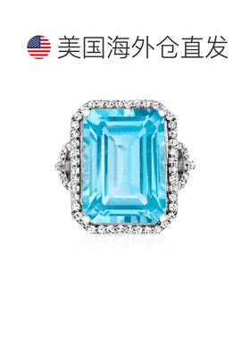 自营 ross-simons罗斯-西蒙斯瑞士蓝托帕石和。 925 纯银白色托帕