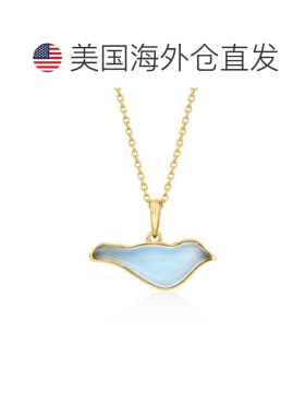 自营ross-simonsRoss Simons蓝色玉髓鸟吊坠项链，18K金镀银-18英