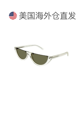 自营Saint Laurent Sunglasses Oval Semi Rim, Black Frame And
