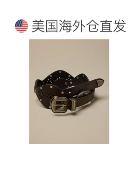 自营Lucky Brand Western Concho & 铆钉腰带-黑色 美国奥莱直发