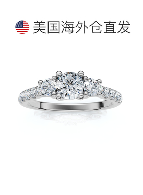 自营pompeii33/4ct Elira Three Stone Diamond Ring 10K Gold La