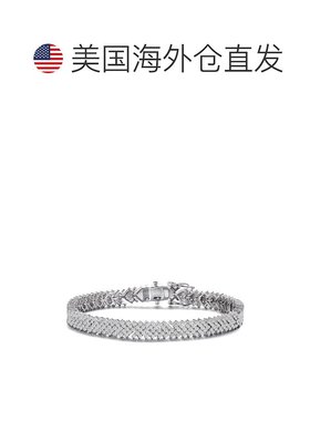 自营 GENEVIVE 纯银立方氧化锆簇状箭头网球手链 - 银白色 美国奥