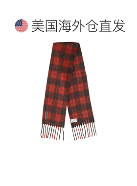 自营our legacy红色方格流苏羊驼混纺围巾-红色 美国奥莱直发