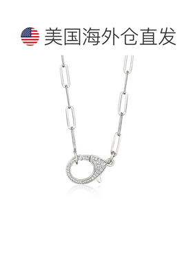 自营Ross-Simons 意大利 CZ 大龙虾扣和回形针链项链（纯银）- 20