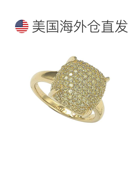 自营 Suzy Levian 密镶黄色立方氧化锆金纯银戒指 - 黄色 美国奥
