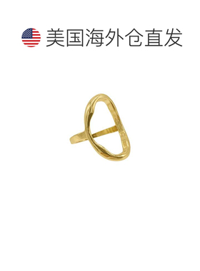 自营adornia14k 镀金开口锤纹椭圆形戒指 - 金色 美国奥莱直发