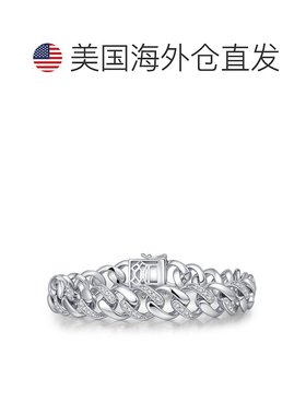 自营geneviveMen's Sterling Silver White Gold Plated with Ice