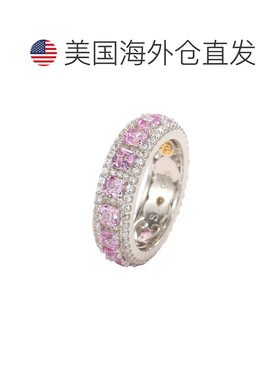 自营Suzy Levian 纯银粉色蓝宝石钻石口音现代永恒戒指 - 粉红色