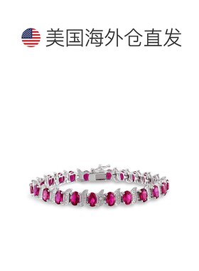 自营 Mimi & Max 18 克拉 TGW 打造的 925 银红宝石和钻石 S 形手