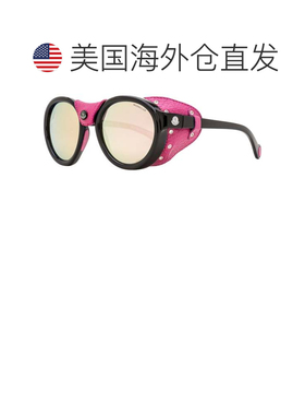 自营Moncler Unisex皮革眼罩太阳镜ML0046 01C黑色/玫瑰红52mm-01