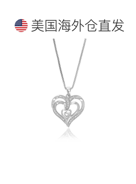 自营vir jewels1/10 克拉实验室培育圆形钻石心形吊坠项链 .925