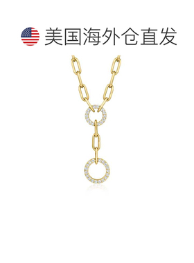 自营Ross-Simons Diamond Circle Paper Clip Link Y-Necklace in