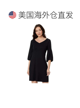 自营Women's Tommy Bahama Darcy LS A-Line Dress Black Stretch