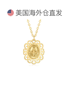 自营Ross-Simons 意大利 14 克拉黄金奇迹勋章吊坠项链 - 20 英寸