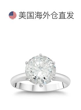 自营 pompeii32 1/4 克拉 TDW 单石圆形钻石 6 爪订婚戒指 14k 白