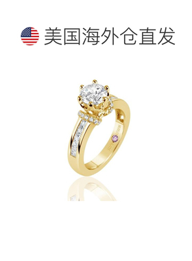 自营Suzy Levian 金色纯银立方氧化锆圆形切割订婚戒指 - 黄色 美