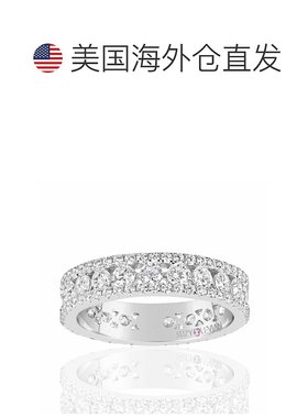 自营 Suzy Levian 纯银立方氧化锆白色三排现代永恒戒指 - 白色