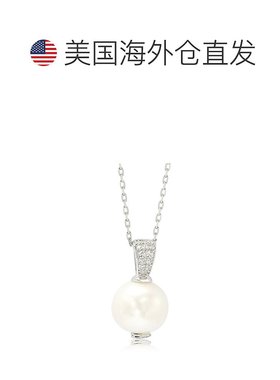自营 Suzy Levian 纯银珍珠和蓝宝石经典单石吊坠 - 白色 美国奥