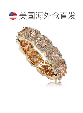 自营 Suzy Levian Rose 纯银立方氧化锆粉红色公主切割永恒戒指 -