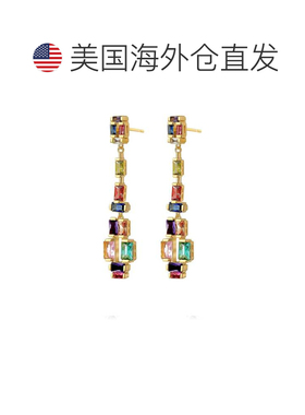 自营 liv oliver18k Gold Chandelier Multi Emerald Cut Drop Ea