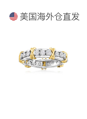 自营Ross-Simons Diamond X Station 14kt 2-Tone Gold 永恒戒指