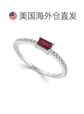 自营sabrina14K White Gold Diamond & Ruby Ring - white gold