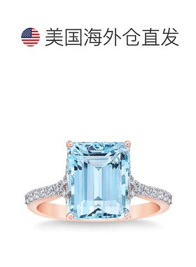 自营pompeii3海蓝宝石（11x9 毫米）和钻石 14k 玫瑰金戒指 - 14k